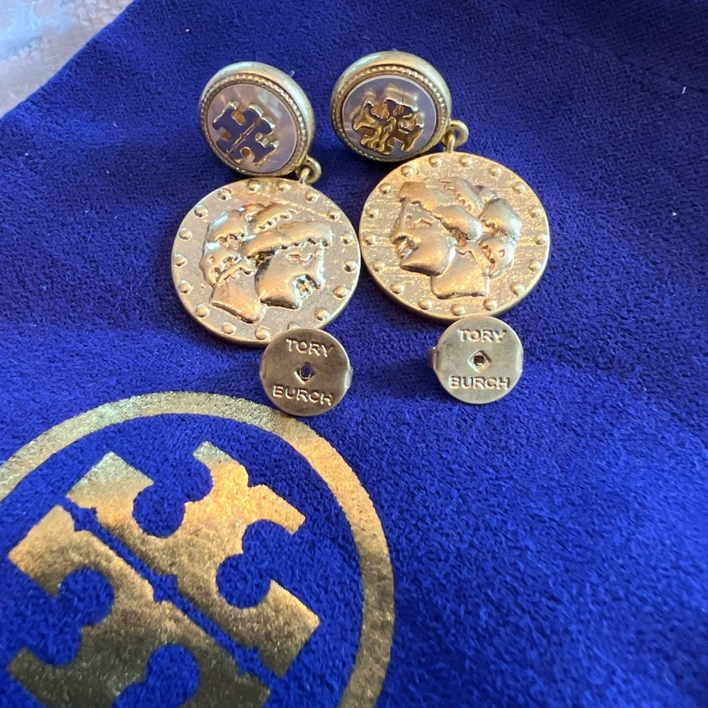 Tory Burch Gold Medallion Earrings